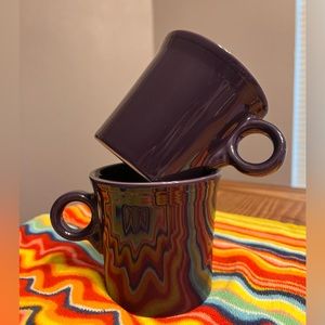 💜 FIESTA Ware Coffee/Tea Mugs X 2. Retired Deep Purple Plum Color! NWOT! 💜